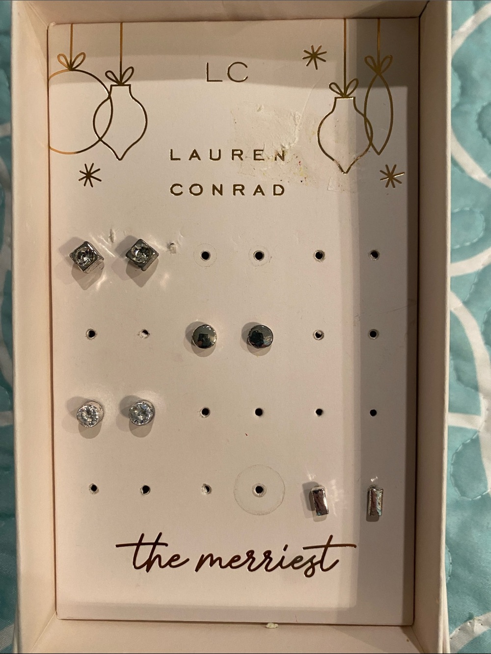 LC Lauren Conrad Silver Tone Stud Earring Set - Shiny Silver